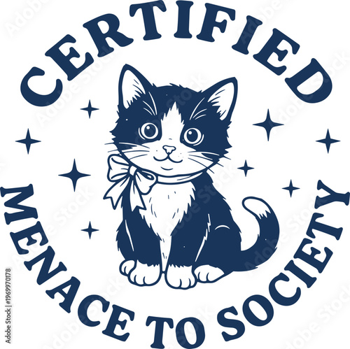 Certified Menace To Society SVG, Funny Cat SVG, Cat Lover SVG, Coquette Cat SVG