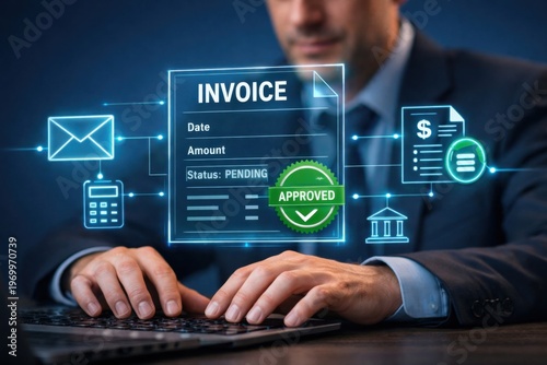 AI invoice processing automation financial approval workflow artificial intelligence business concept