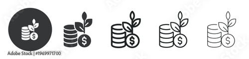 Green Investment thin line and solid icon. Multi series icon. Web minimal icon
