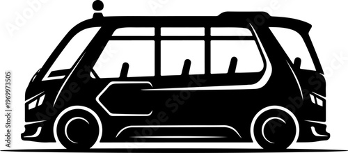 Black taxi car, vector silhouette, modern sedan, transportation icon