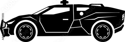 Black taxi car, vector silhouette, modern sedan, transportation icon