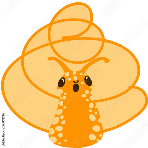 Cute Orange Snail Cartoon Illustration Minimal Flat Style