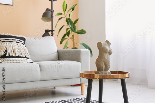 Coffee table with stone wom...