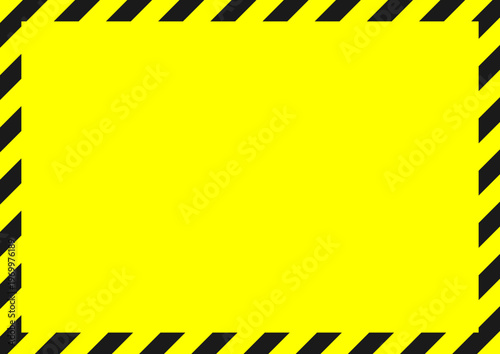 警告や注意、禁止などのための背景、虎柄警戒用テープのフレーム、黄色のコピースペース