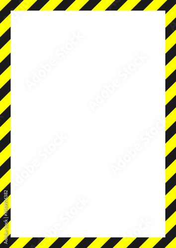 警告や注意、禁止などのためのフレーム、白いコピースペース、縦長