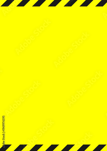 警告や注意、禁止などのためのフレーム背景、黄色のコピースペース、縦長