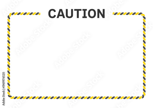 警告や注意、禁止などのためのフレーム背景、トラ柄のロープの囲み枠とコーションの文字