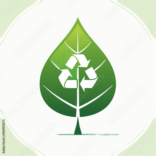 Nachhaltigkeit Icon mit Blatt und Recycling Symbol