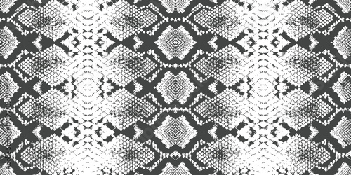 Seamless snake skin pattern vector illustration with black and white textured reptile scale design for fashion textile