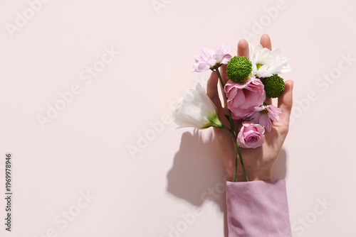 Female hand with different ...