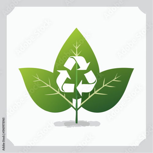 Nachhaltigkeit Icon mit Blatt und Recycling Symbol