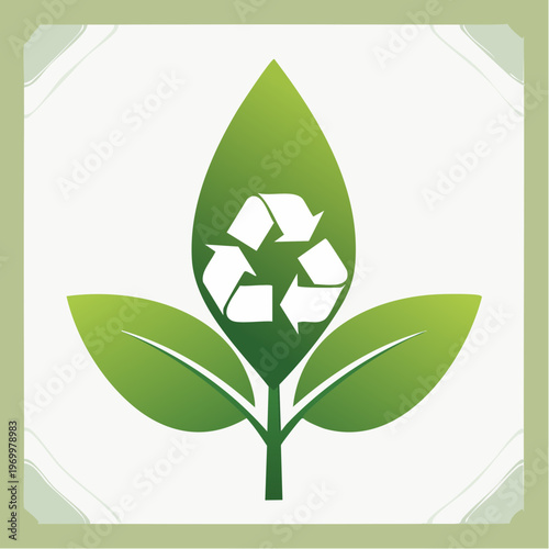 Nachhaltigkeit Icon mit Blatt und Recycling Symbol