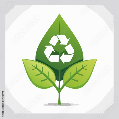 Nachhaltigkeit Icon mit Blatt und Recycling Symbol