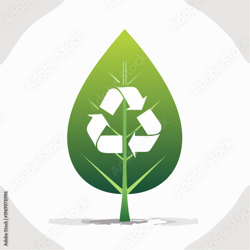 Nachhaltigkeit Icon mit Blatt und Recycling Symbol