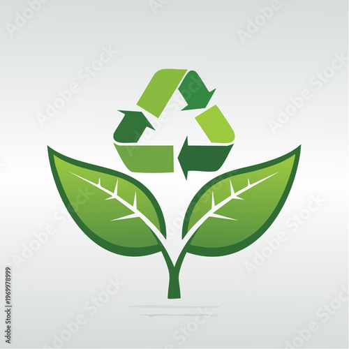 Nachhaltigkeit Icon mit Blatt und Recycling Symbol