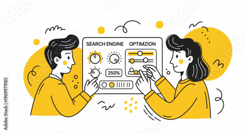 Professional team working together on search engine optimization process for digital marketing website traffic growth strategy