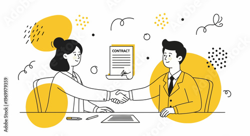 Business man woman handshake for new work contract deal and agreement