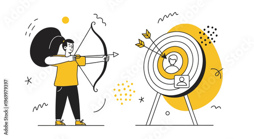 A girl with a bow hits a mark for a goal to find her new user fast