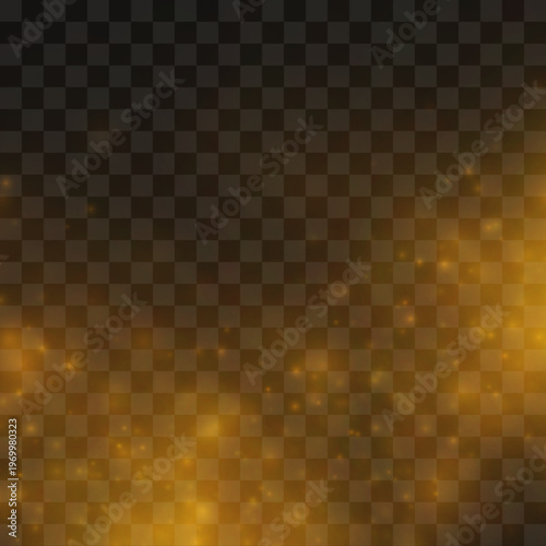 Golden dust sparkles with radiant glowing glitter. Abstract motion creates elegant shine. Perfect design element for luxury backgrounds and banners. Vector