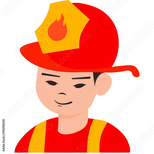 Cute child firefighter vector illustration