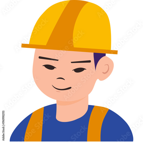 Construction worker avatar flat illustration