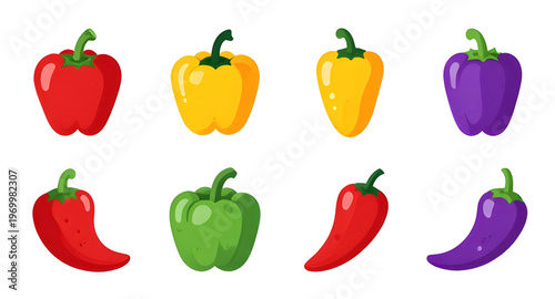 pepper set illustration, peppers collection illustration, capsicum set illustration, chili pepper illustration, vegetable set illustration, food collection illustration, fresh pepper illustration, org