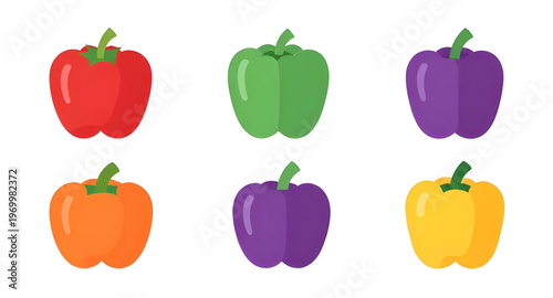 bell pepper illustration, sweet pepper illustration, capsicum vegetable illustration, pepper collection illustration, vegetable collection illustration, colorful pepper illustration, fresh pepper illu