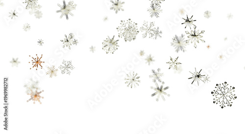 Falling snowflakes on white...