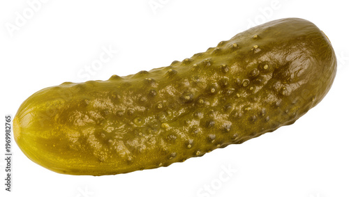 Photography Large bumpy green pickle, displaying natural texture and vibrant color