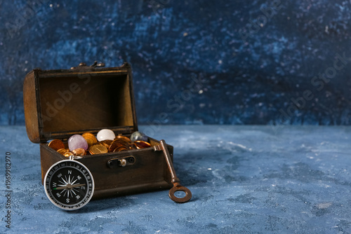 Old chest with treasures, k...