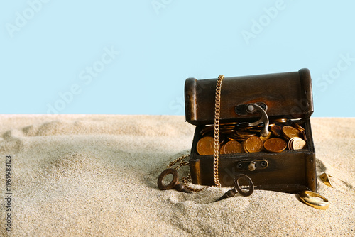Old chest with treasures an...