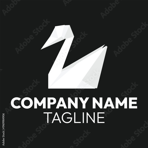 Japanese origami swan paper folding background