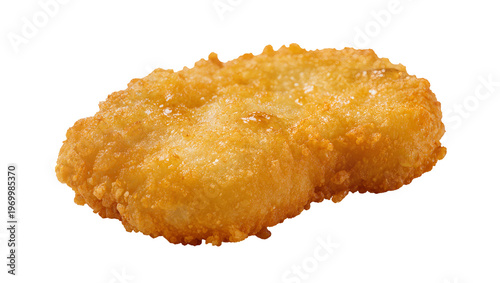 Cuadro en lienzo Golden crispy breaded chicken nugget, showcasing textured surface and savory app