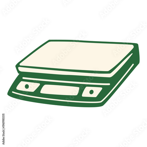 Scale in a handdrawn style. Coffee scale for precise coffee brewing, essential coffee tool for measuring coffee and water ratio
