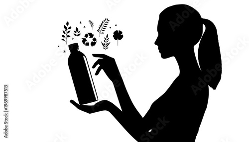 silhouette of a girl with a bottle of champagne