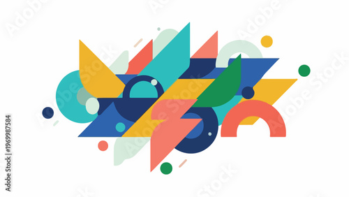 Tableau sur toile A vibrant abstract composition with overlapping geometric shapes (1)
