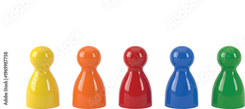 Colorful leasure board game pawn, with white tonespng