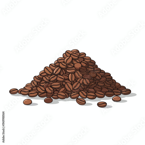 Pile of roasted coffee beans with shadows