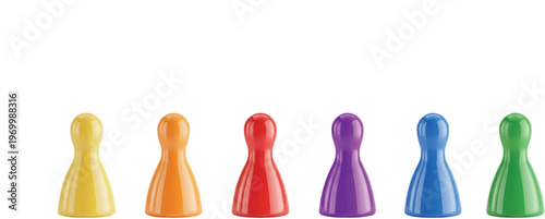 Colorful leasure board game pawn, with white tonespng