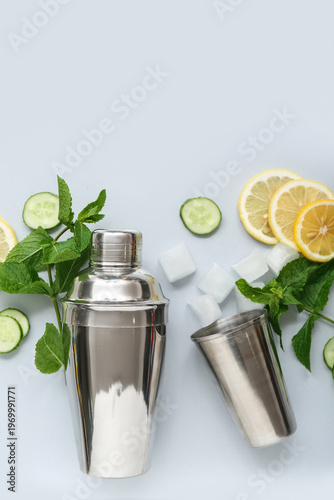 Cocktail shaker and jigger ...
