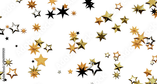 Festive golden stars on a w...