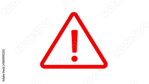 Foto Vibrant red equilateral triangle, displaying bold exclamation mark warning symbo