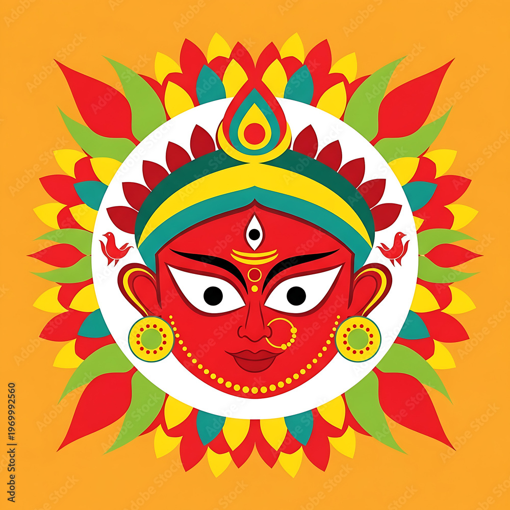 Obraz premium Sun with decorative mask vector illustration