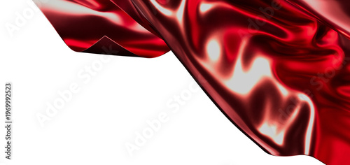 Red flowing satin fabric ab...