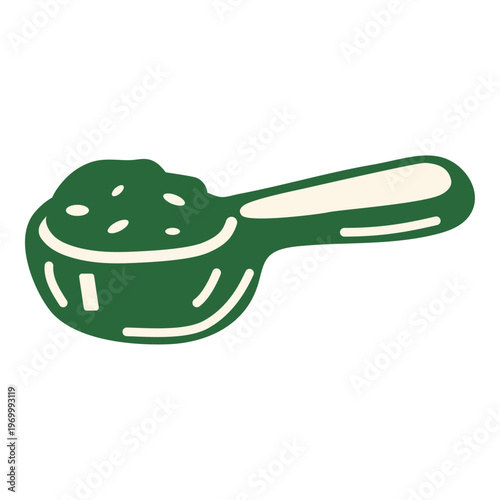 Coffee scoop in a hand-drawn style. Coffee scoop for measuring ground coffee, essential coffee tool for accurate coffee preparation.