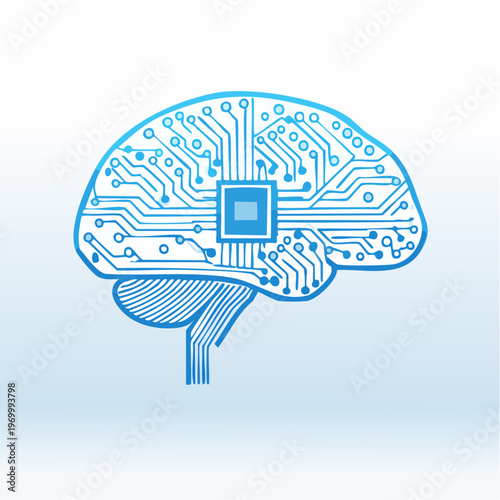 KI Gehirn Icon mit digitalem Netzwerk