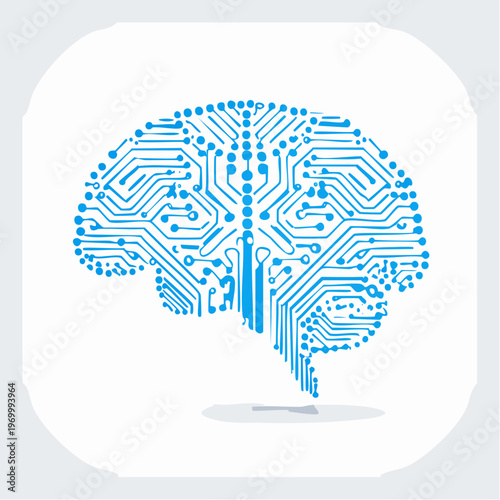 KI Gehirn Icon mit digitalem Netzwerk