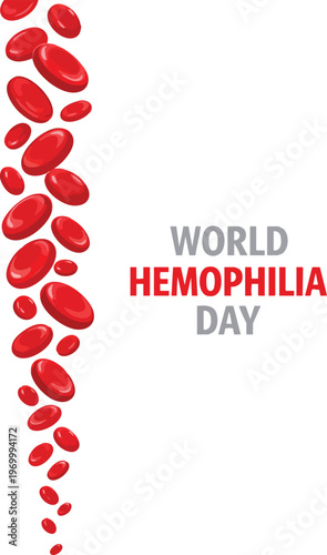 World hemophilia day awareness illustration with red blood cells