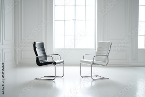 two chairs facing conversation minimal interior concept