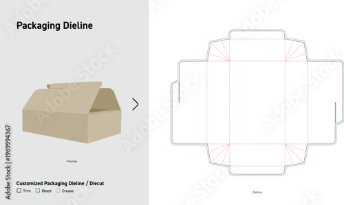 Gable Tuck Top Box Packaging Dieline Takeaway Carton Die Cut Template